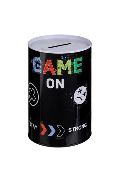 CATIANO Pusculita Metalica Neagra cu Model Gamer Control Ø8x12.5cm