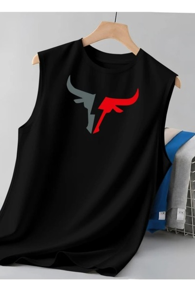 classy moda Oversize Relaxed Fit Back and Chest Printed Black Men's Tank Top ...