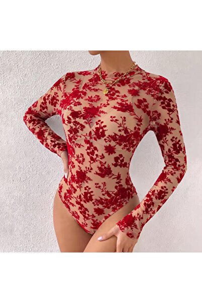 randevu Body cu închidere cu capse din catifea, imprimat cu flock, culoarea p...