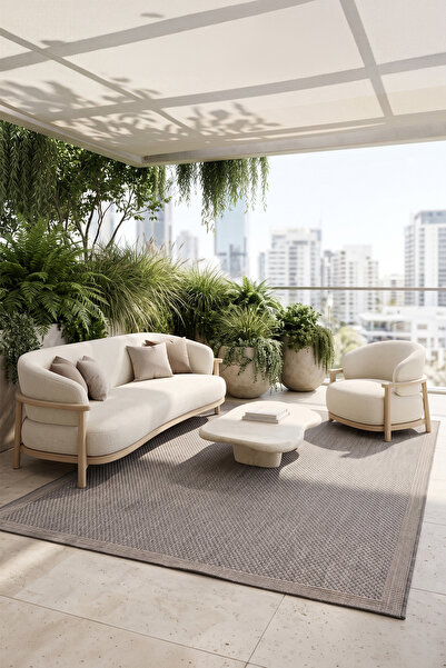 Aden Sisal Plus Hasır Dokuma Halı | Kaymaz Tabanlı Mutfak Halısı | Modern Bor...