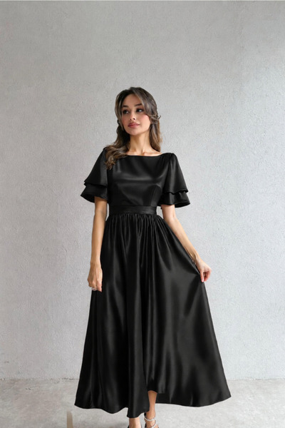 ESSEDRESS Lisa Kadın Saten Abiye Sıyah