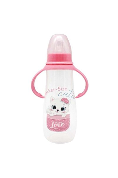 CATIANO Biberon din Plastic cu Tetina din Silicon & Manere Roz Pisica "Pocket...