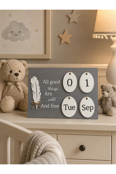 Emsay Store Adult or Baby Room Wooden Date and Day Calendar Decor - Special D...