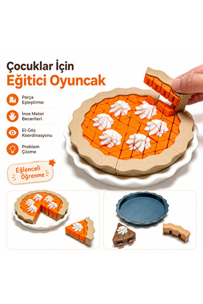 LionCraftCo Çocuk Eğitici Puzzle Oyuncak Pumpkin-Turta Seti | Parça Eşleştirm...