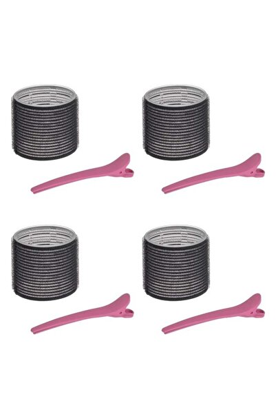 CATIANO Bigudiuri Negre de Ø6cm cu Clips Fucsia 11cm - 8buc