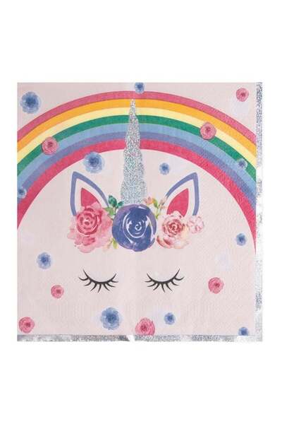CATIANO Servetele de Masa cu 2 Straturi Roz Unicorn Rainbow cu Detalii Hologr...