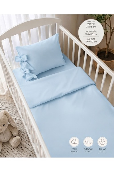 Keçeli parti hayalleri Baby Bedding Set 100% Cotton with Bow Pillow, 3-Piece ...