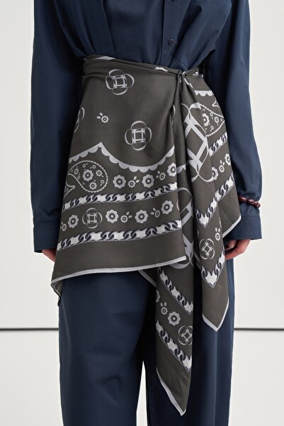 carell Riva Desen Norena Wool Shoulder Shawl Anthracite