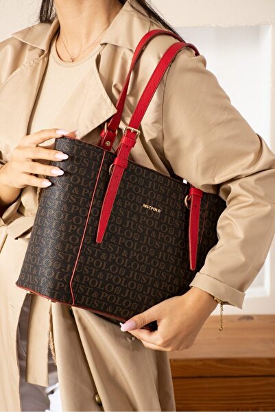 Just Polo Women's Hand and Shoulder Bag with Logo, Zipper, Multi-Compartment,...