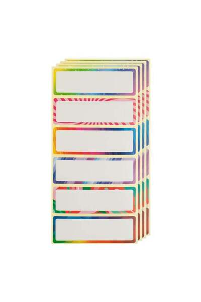 CATIANO Etichete Autocolante Albe cu Margine Colorata 6x2cm - 60buc