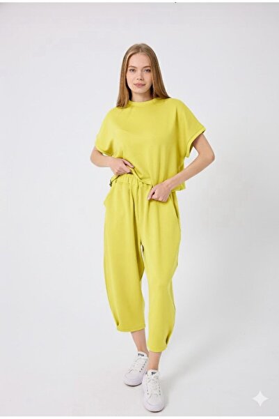 Top Step modal dokulu kısa kollu şalvar takım