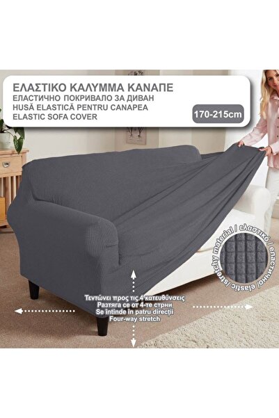 CATIANO Husa pentru Canapea de 3 Persoane Elastica Gri