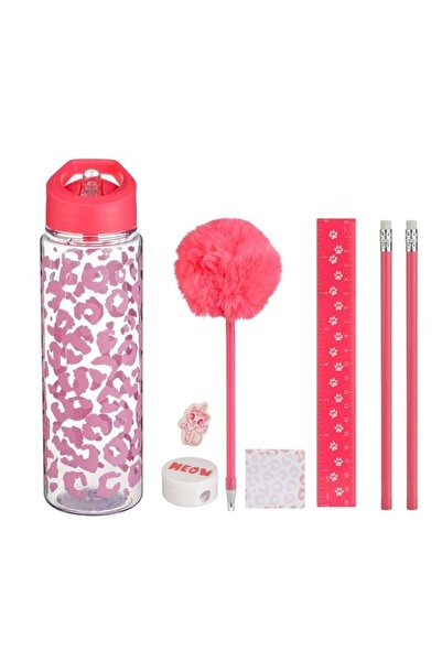 CATIANO Set Scoala cu Sticla de Apa Flip Top & Accesorii Roz - 8 piese