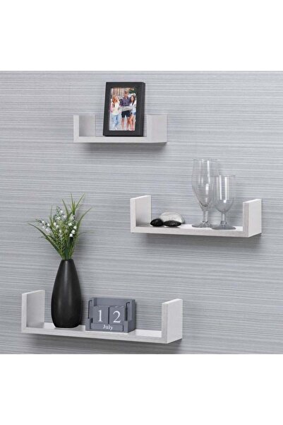 CATIANO Set Rafturi Suspendate MDF Albe de Perete - 3buc