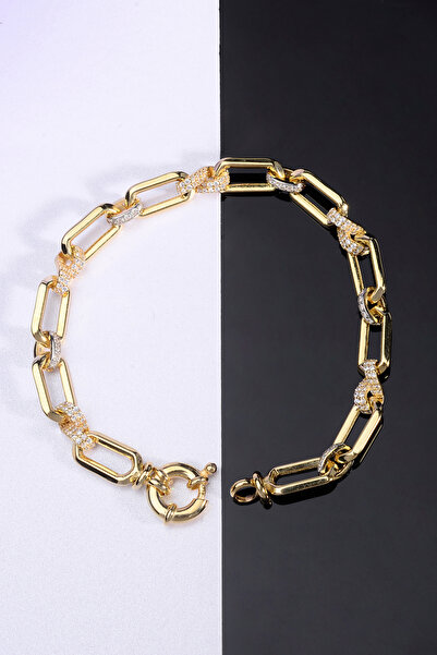 innuendo jewelery 925 Ayar Gümüş Taş Detaylı Ataç Zincir Bileklik