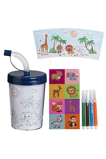 CATIANO DIY Pahar cu Gura de Scurgere & Tema Animale din Jungla