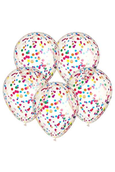 CATIANO Baloane de Petrecere Transparente cu Confeti Colorat 30cm - 5buc