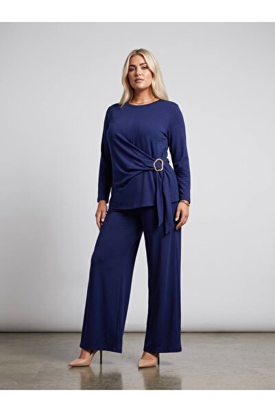 Koza Butik Women's Plus Size Long Sleeve Belted Detailed Tracksuit Set 8299-26
