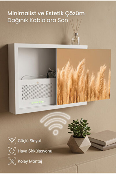 wudie Dekoratif Sürgülü Ahşap Wifi Kutusu Priz Sigorta Kutusu Saklama Duvar T...