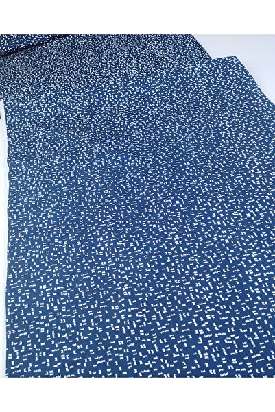 Kumaş Parça Navy Blue with White Patterned Cotton Poplin Woven Fabric for Shi...