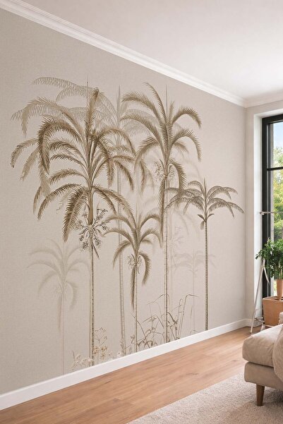 dreamwall Minimalist Tropikal Palmiye Tek Parça Tekstil Duvar Kağıdı