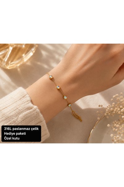 HER ŞEY NOTA www.herseynota.com 316L Stainless Steel Gold Color Shiny Round D...