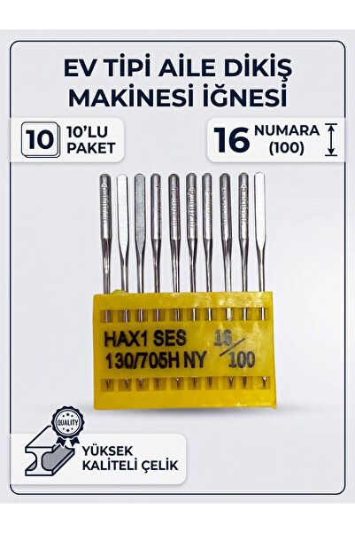 Stinger Ev Tipi Aile Dikiş Makinesi İğnesi 16 Numara 10'lu Paket Yüksek Kalit...