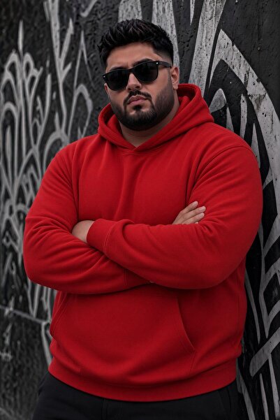 Oksit Ανδρικό φούτερ με κουκούλα Bery Plus Size, βασικό, με δύο κλωστές, τσέπ...
