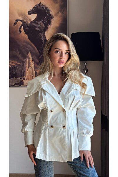 Maelle Studio Pelerin Yaka Gold Düğme Detaylı Gömlek
