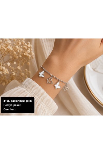 HER ŞEY NOTA www.herseynota.com 316L Stainless Steel Butterfly Figured Women'...