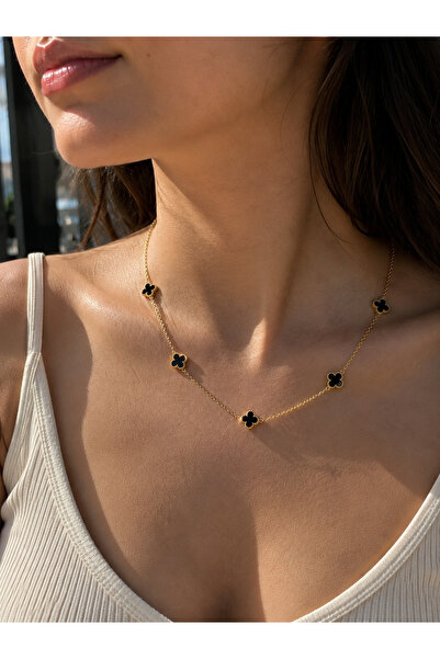 ATALYA ACCESSORY Mini Clover Model Women's Stainless Steel Necklace - Does No...