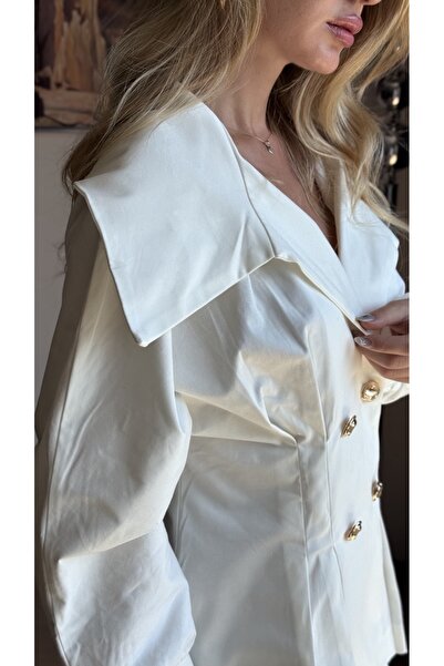 Maelle Studio Cape Collar Gold Button Detailed Shirt