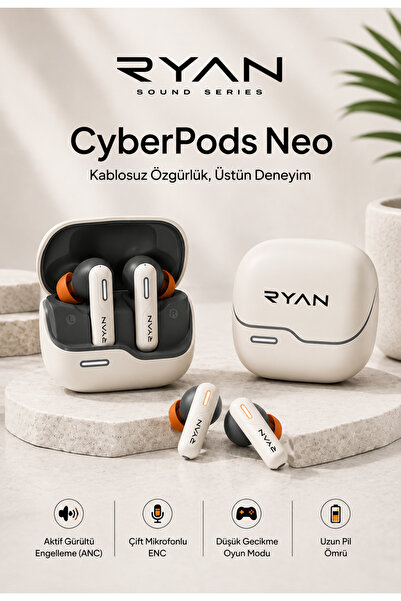 Ryan Kablosuz Bluetooth Kulaklık ANC Gürültü Engelleyici 4 Mikrofon ENC Düşük...