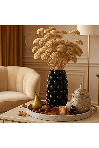 Ornament24 Vaza decorativa cu bubble, din portelan, neagra, 24 cm
