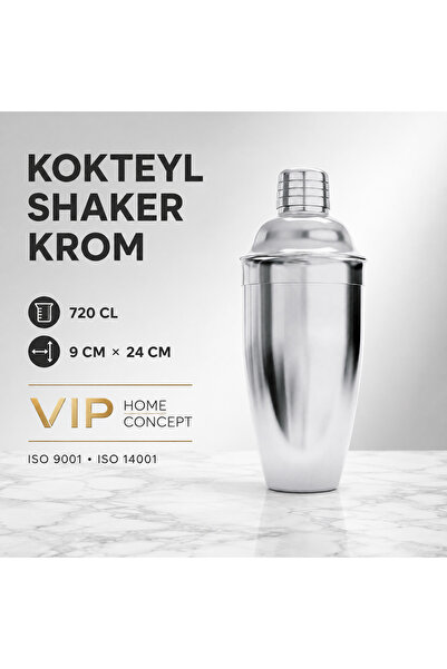 Vip Home Concept Market Ürünleri خلاط الكوكتيل كروم 720 سي إل - 9 × 24 سم خلا...