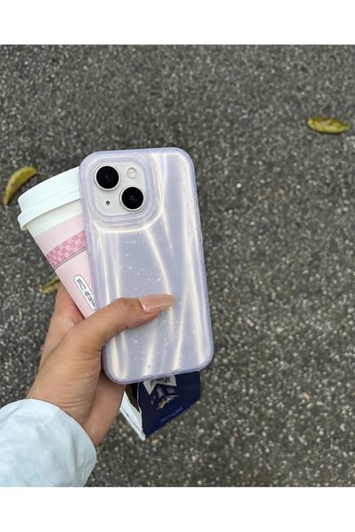 MUSSTECH Iphone 13-14-15 Işıltılı Yıldız Desenli Mor Renkli Telefon Kılıfı, D...
