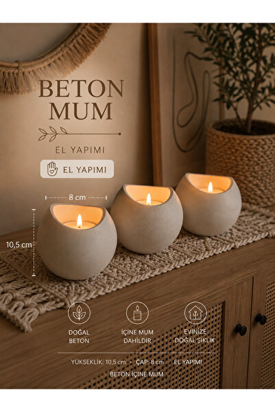 Beton mum yuvarlak model set