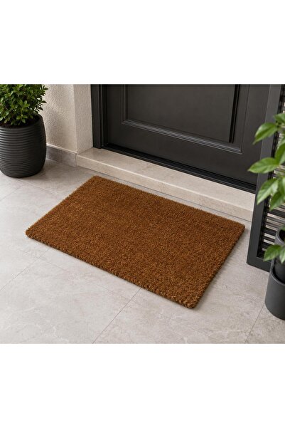 abnturk 60x33cm Kahverengi Sade Şık Kapı Önü Paspası-Lastik Tabanlı Kaydırmaz...