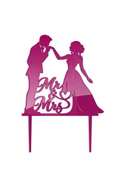 Decoratiuni Dulci Topper decor tort nunta Miri sarut | Mr&Mrs - Magenta