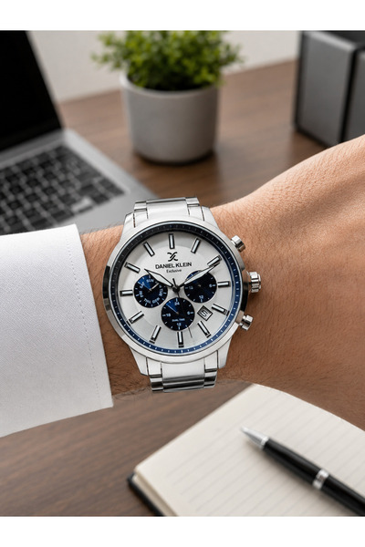 Daniel Klein Erkek Kol Saati Özel Tasarım Beyaz Kadran Paslanmaz Çelik Kordon...