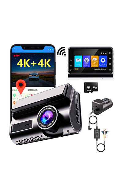 Empionics Cameră auto duală 4K + 4K, GPS integrat, WiFi, Ecran IPS de 3 ", 17...