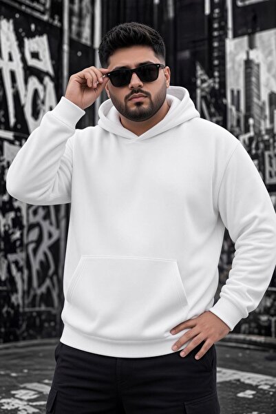 Oksit Ανδρικό φούτερ με κουκούλα Bery Plus Size, βασικό, με δύο κλωστές, τσέπ...
