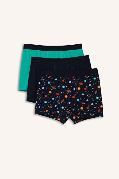 DeFacto E3367A8Nv135 Navy Blue Patterned 3-Piece Boxer Set for Boys