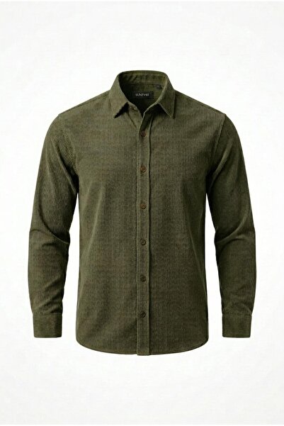 sunfyre Men's High Quality Thick Ribbed Long Sleeve Velvet Shirt Sun476