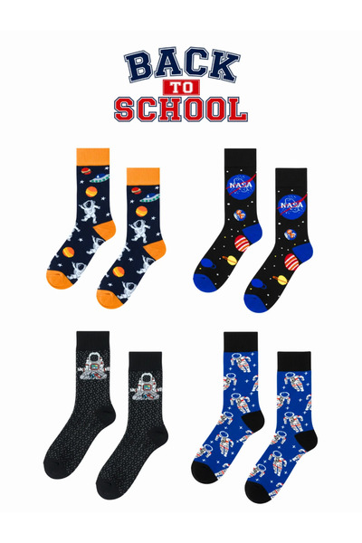 CARNAVAL SOCKS Okula Dönüş 4'lü Çorap Seti – Uzay Temalı Kalemlikli