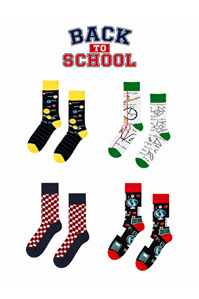 CARNAVAL SOCKS Okula Dönüş 4'lü Çorap Seti – Okul Temalı Kalemlikli