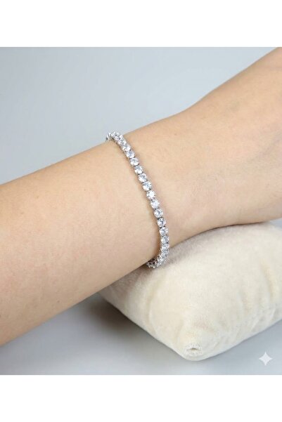 Luar Jewelry Women's Zircon Stone Waterway Bracelet Silver Color Sparkling Te...