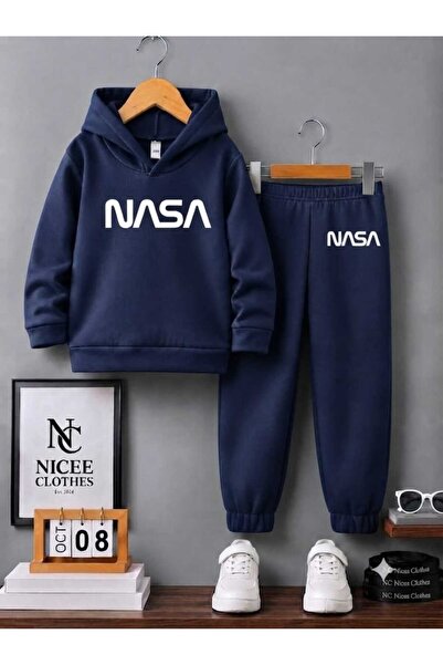 NC Nicee Clothes طقم رياضي للأطفال للجنسين (طباعة ناسا كبيرة في المنتصف) شتوي