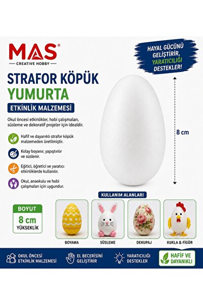 Mas Strafor Köpük Figür - Yumurta - 8Cm - 4'Lü Pk 1861