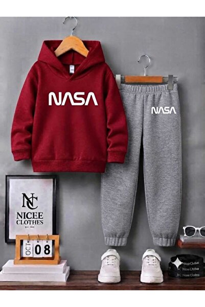 NC Nicee Clothes طقم رياضي للأطفال للجنسين (طباعة ناسا كبيرة في المنتصف) شتوي